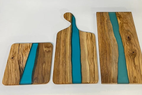 Olive Wood Epoxy River Serving Board / Cheese Tray / Charcuterie Board